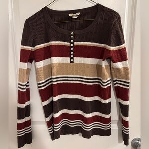 Denver Hayes Multicolor Striped Long Sleeve Top